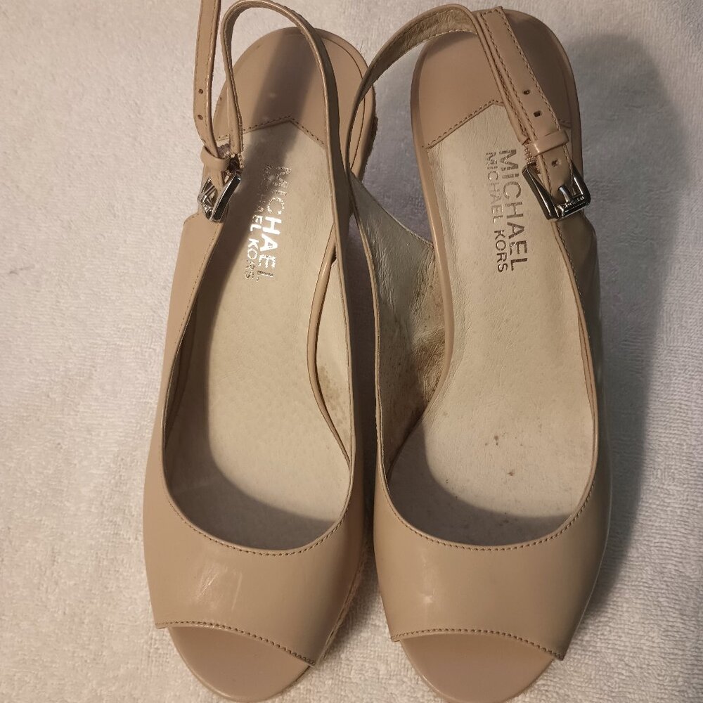 Michael Kors Peep-toe wedge heel slingback sandals. - Picture 1 of 4
